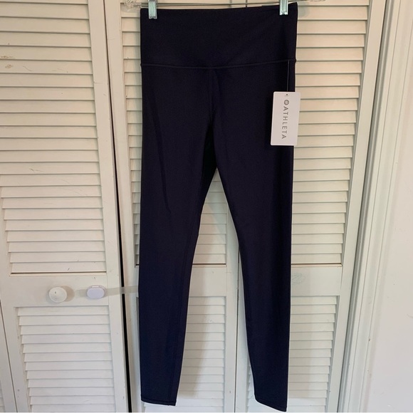NWT Athleta Elation Sheen Tight Legging Stretch Navy Blue Womens S Tall MSRP $99 - Picture 1 of 12